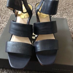 Blue wedge sandal